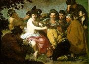 VELAZQUEZ, Diego Rodriguez de Silva y The Topers (The Rule of Bacchus) e oil on canvas